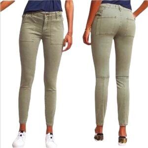 Anthropologie Pants Cargo Utility Olive Green Khaki Stretch Slim Sz 29 #OB709143